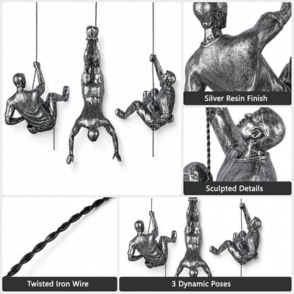 Large Set of 3 Climbing Men Wall Art Decor Sculpture,Nordic Modern Simplicity Decorative Wall Art, Climbing Man Sculptures,Home & Office Climber Gifts