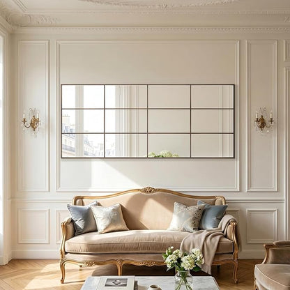 Anpark Windowpane Mirror Full Length 71"x30" Wall Mounted Mirror Faded Bronze Frame Vintage Distressed Art Pane Leaning Hanging Wall for Home Decor in Living Room Bedroom Hallway Entrance