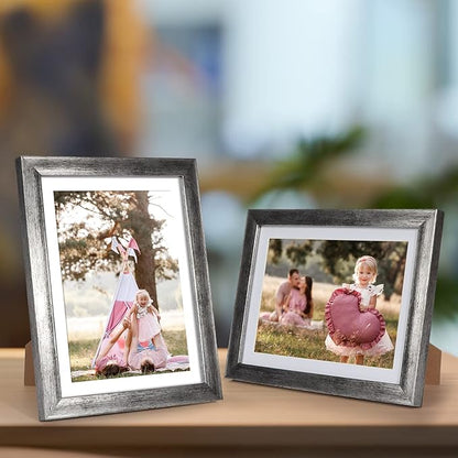 Giftgarden Antique Silver Picture Frames Assortment for Multiple Sizes Photos, Four 4x6, Four 5x7, Two 8x10, Gallery Frame Collage for Wall or Tabletop, Set of 10, Rustic Distressed Silver