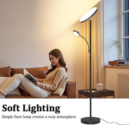 Floor Lamp-42W/4200LM Super Bright Floor Lamp,Dimmable 2-in-1 LED Floor Lamp for Bedroom,Torchiere Floor Lamps with Remote & Touch Control,69" Tall Standing Lamp for Living Room,Office,Reading,Black
