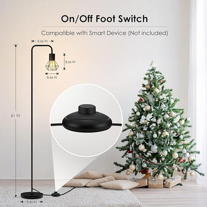 BoostArea Floor Lamp, Industrial Floor Lamp, Office Standing Lamp, E26 Socket, On/Off Footswitch, Whole Metal, Modern Small Simple Stand Up Lamp for Bedroom Living Room, Vintage, Mid Century