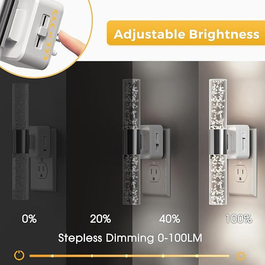 L LOHAS LED Bright Night Light, Night Lights Plug into Wall, 180° Rotating, Auto Light Sensor, Daylight White 5000K, Dimmable Nightlights for Bedroom Bathroom Hallway, 2 Pack