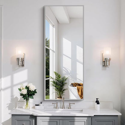 COFENY Silver Bathroom Mirror for Wall, 20x48 Inch Rectangle Mirror with Metal Frame, Modern Vanity Mirrors for Bathroom Living Room, Entryway Hangs Horizontal or Vertical