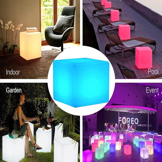 Cube Shape Color LED Mood Lamp, Rechargeable Dimmable Night Light with Remote Control 16 Dimmable Colors 4 Effects for Kids and Adults,Ambient Decorative Party Lighting (Cubic 10 * 10cm)