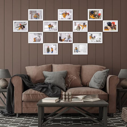 Giftgarden White 5x7 Picture Frame Pack of 12, Multi White Woodgrain 5 by 7 Photo Frames Bulk for Wall or Tabletop Display