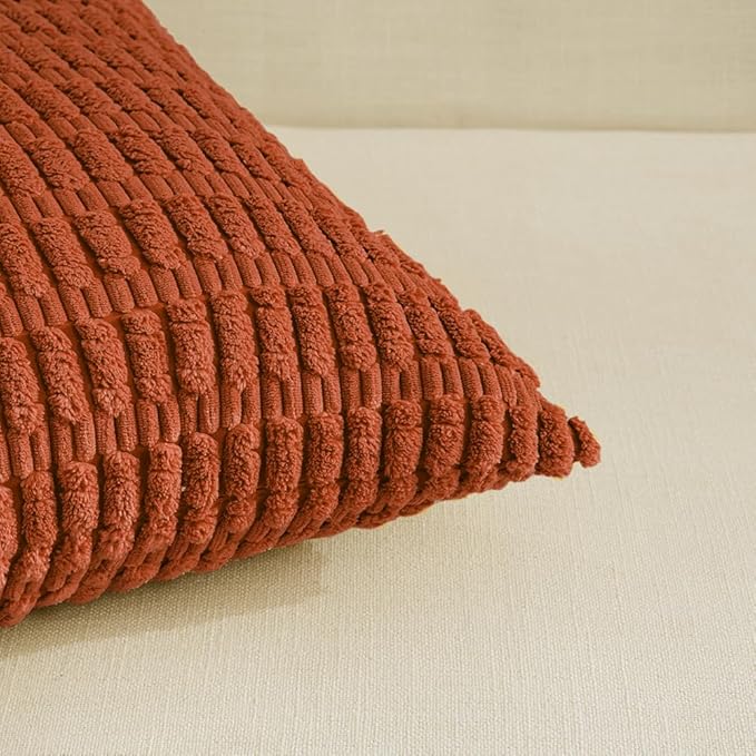 Fancy Homi 4 Packs Decorative Throw Pillow Covers for Living Room Couch Bed, Modern Farmhouse Boho Home Décor Accent Cushion Case, 24" x 14", Burnt Orange