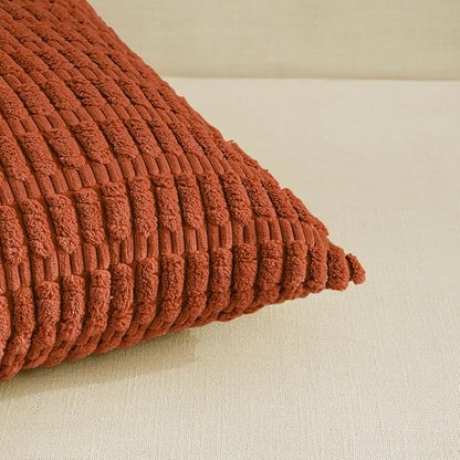 Fancy Homi 4 Packs Decorative Throw Pillow Covers for Living Room Couch Bed, Modern Farmhouse Boho Home Décor Accent Cushion Case, 24" x 14", Burnt Orange