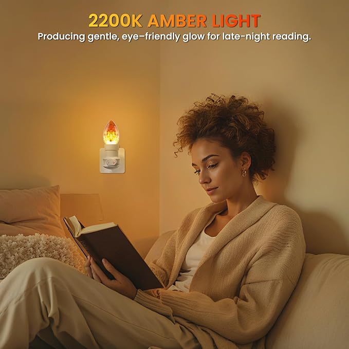 Lustaled 3W LED Salt Light Bulbs E26 2200K Warm Amber Light Bulb, B11 Candelabra Light Bulbs, Himalayan Salt Lamp, Non-dimmable Night Light Bulb for Decorative Lighting, Living Room Bedroom-2pack