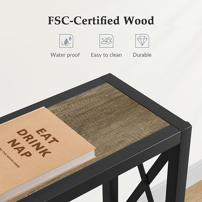 Gewudraw 70" Sofa Tables Narrow Long, Behind Couch Table with Oulets & USB Ports, Industrial Long Skinny Stand for Entryway,Hallway, Living Room, Bedroom 7.9" D x 70" W x 30.3" H
