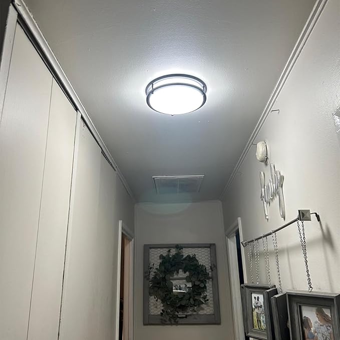 Kalium LED Ceiling Light with Remote 14 Inch Flush Mount Ceiling Light Fixture, 24W 3000K-6000K Adjustable Color Temperature, Dimmable Lighting Fixtures for Kitchen Bedroom Hardwired Installation
