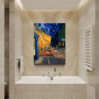 dgbtcart Cafe Terrace At Night by Vincent Van Gogh Artwork Poster, Classic Wall Art Canvas Print for Bedroom Bathroom Decor - 16"x24"