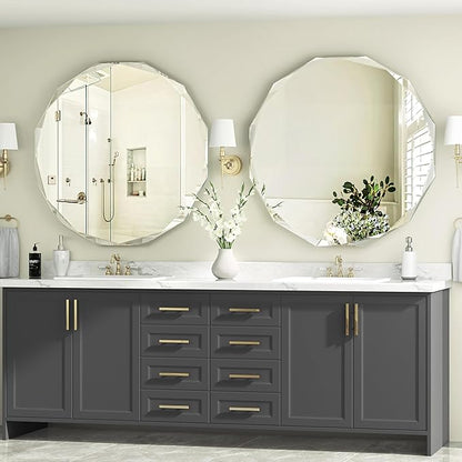 Bathroom Mirrors for Over Sink, Round Frameless Mirrors for Wall, 30x30 Inch Beveled Bathroom Mirror, Bathroom Vanity Circle Mirror for Bedroom Living Room Entryway Home Decor