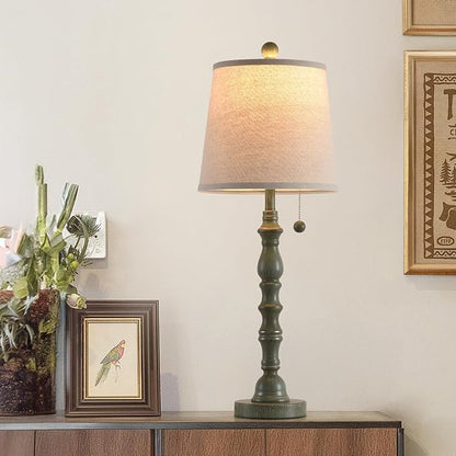 Lamps Set of 2 Modern Farmhouse Table Lamp Bedside Reading Lamps Living Room End Tables Set Lamps for Night Stands Bedroom Night Lamp,High 26.25 Inch,Turquoise,With Fabric Lamp Shade,Bulb Not Included