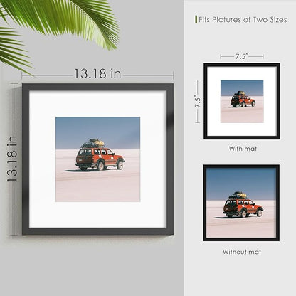 12x12 Picture Frame Sef of 10, Display Pictures 8x8 with Mat or 12 x 12 Without Mat, Photo Frame Collage for Wall Gallery Decor, Wall Mounted, Black
