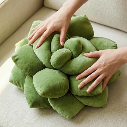 Green Philosophy Co. Succulent® Pillow 16" – Soft 3D Decorative Flower Throw Pillow, Unique Olive Green Plush Flower Cushion, Perfect for Couch, Sofa, Bedroom Decor, Gift for Plant Lovers