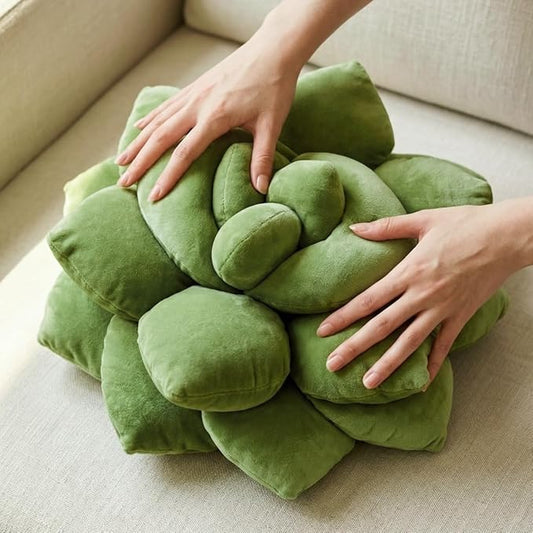 Green Philosophy Co. Succulent® Pillow 16" – Soft 3D Decorative Flower Throw Pillow, Unique Olive Green Plush Flower Cushion, Perfect for Couch, Sofa, Bedroom Decor, Gift for Plant Lovers