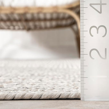 nuLOOM 12' x 18' Solid Hand Braided Indoor/Outdoor Area Rug, Pet-Friendly, High Traffic, Weather Resistant, for Patio, Balcony, Bedroom, Living, Dining Room, Wynn Ivory