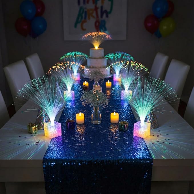 Amylove 8 Pcs Mini Fiber Optic Lamp Bulk LED Light Color Changing Table Centerpiece Glow in The Dark Party Favors Supplies for Wedding Graduation Prom Birthday Disco Dance Decorations (9 Inch)
