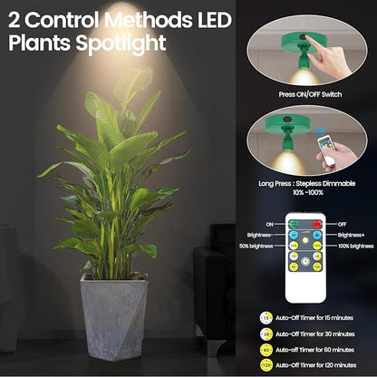 HAMVIDNE LED Spotlight, Rechargeable Battery Picture Lights, Uplighting Indoor, Spot Light with Remote, Plant Tree & Wall Art Display Dartboard Closet Spotlight-Green