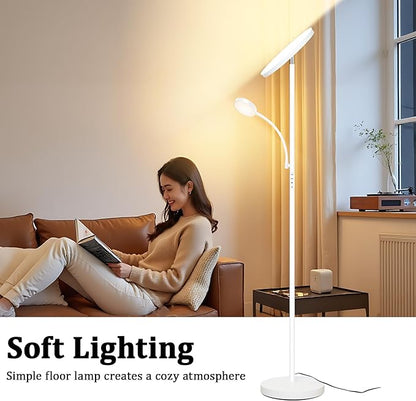 Floor Lamp-42W/4200LM Super Bright Floor Lamp,Dimmable 2-in-1 LED Floor Lamp for Bedroom,Torchiere Floor Lamps with Remote & Touch Control,69" Tall Standing Lamp for Living Room,Office,Reading,White