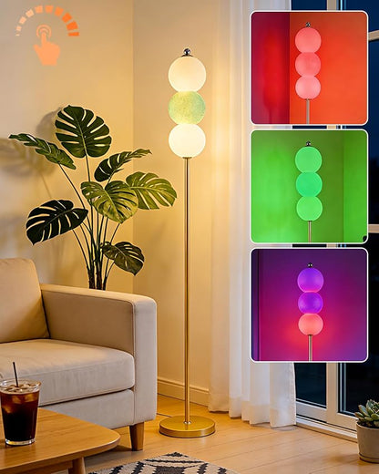 Lightdot RGB Floor Lamp with Touch Control, Dimmable Globe Modern Standing Lamp, RGB&3000K Color Changing LED Floor Lamp Ambient Lighting, Blue Tall Lamp for Living Room Bedroom Gaming Corner Decor