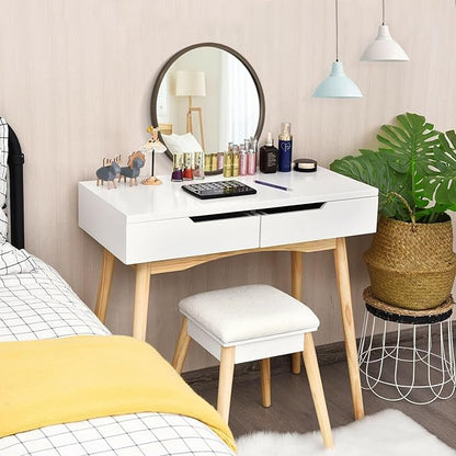 Wall Mirror Small Round Bathroom Mirror Metal Brushed Framed Rounded Corner Ative Hanging Mirror for Living Room Bedroom Entryway Farmhouse Caffee