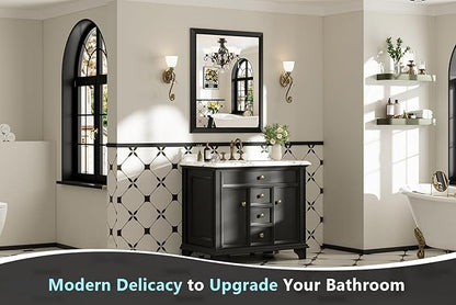 30x36 Inch Black Bathroom Mirror for Wall, Beveled Framed Rectangle Bathroom Vanity Mirrors for Over Sink, Bedroom, Living Room, Entryway, Anti-Rust, HD Tempered Glass, Horizontally/Vertically