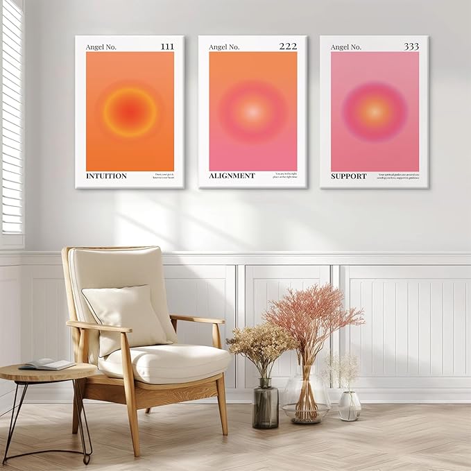 Colorful Angel Number Aura Poster Spiritual Posters Canvas Grainy Gradient Prints Trendy Preppy Wall Art Aesthetic Room Decor Affirmation Inspirational Quotes Wall Art 12x16x3 Inch Ready to Hang