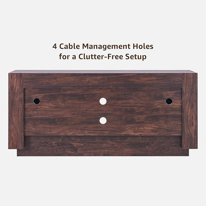OKD Modern 70" TV Stand, Entertainment Center for TVs Up to 80", Media Console with Large Open Storage & Side Cabinets, Thick Wood Design for Living Room, Dark Walnut