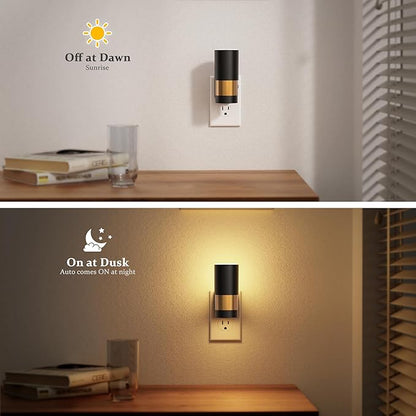 JandCase Plug in Night Light, Rotating Night Light with Dusk to Dawn Sensor, Dimmable 0-100LM Adjustable Brightness, 360°Rotatable, LED Warm White Nightlight for Bathroom Bedroom, 2 Pack
