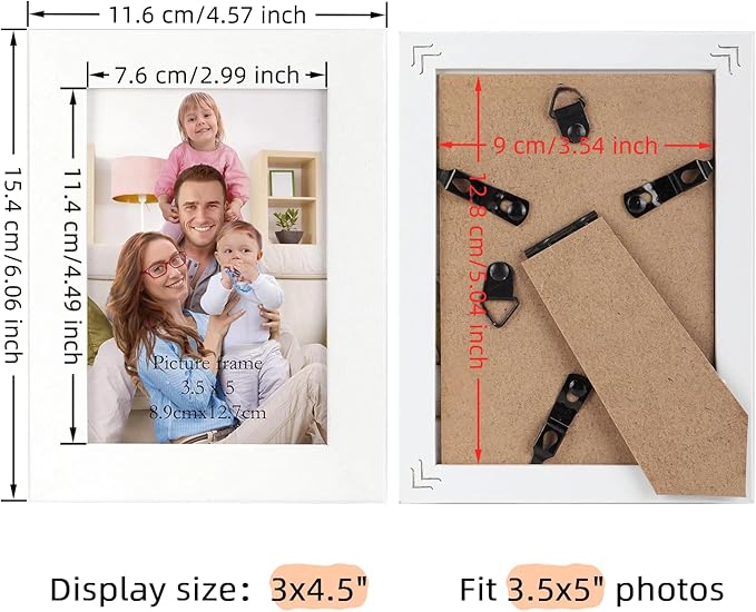 Giftgarden 12 Pack 3.5x5 Picture Frame White, 3.5 by 5 Photo Frames Bulk for Desktop Display or Wall Mount