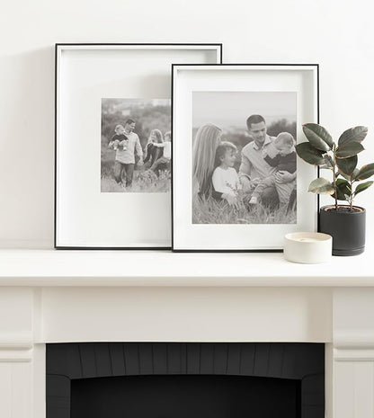 Kate and Laurel Gibson Modern Wall Picture Frame Set of 3; 14x18 matted to 11x14; Black and White; Three-Piece Frame Set for Gallery Wall Frame Set in Living Room Wall Décor