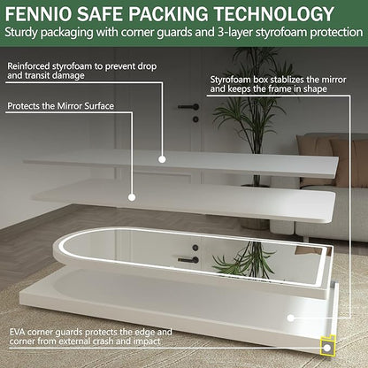 FENNIO Full Length Mirror with Lights, 70" x 32" LED Full Body Mirror, Free Standing Lighted Floor Mirror, Wall Mounted Hanging Mirror for Bedroom, Salon, Dimmable, 3 Color Lighting [Tempered Glass]