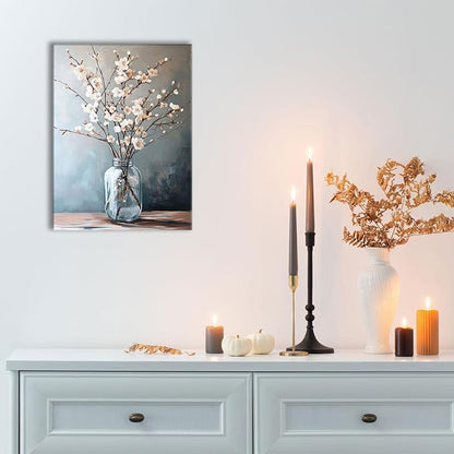 daktenn Floral Canvas Wall Art Bathroom Wall Art Pictures Wall Decor Home Decor Wall Decor for Bedroom Livingroom 12x16 Inches
