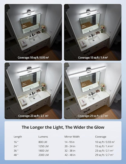 Combuh Modern Black Bathroom Vanity Light Fixtures Over Mirror Gentle Shadow Free,16Inch 9W Small Wall Lighting Bars for Sink Restroom Cool White 6000K Lámparas para Baños Sobre Espejo 2 Pack