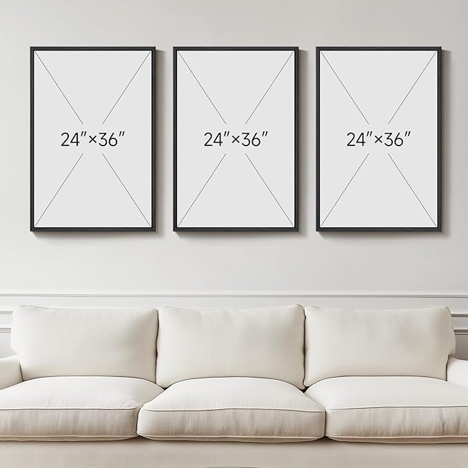 Framed Green Abstract Wall Art for Living Room, 3 Piece Large Neutral Black and Beige Artwork for Walls, Modern Minimalist Abstract Canvas Prints Paintings for Bedroom Home Office Wall Decor, 24x36 In