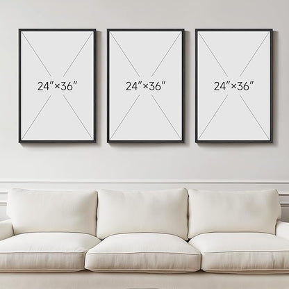 Framed Orange Abstract Wall Art for Living Room, 3 Piece Modern Minimalist Canvas Print Artwork for Walls, Large Neutral Abstract Paintings Picture for Bedroom Office Dining Room Wall Decor, 24x36 In
