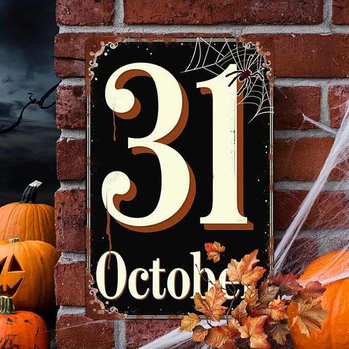 Halloween Metal Tin Sign October 31st Vintage Wall Decor for Halloween Parties Farmhouse Entryways Rustic Living Rooms Autumn Home Decor Metal Poster 8x12 Inch