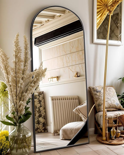 Antok Full Length Over-the-Door Hanging Mirror - Freestanding Wall Mount Leaning Body Mirror for Bedroom Living Room Entryway, 58" L x 21" W, Black