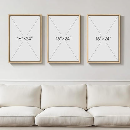 Framed Christian Wall Art Set of 3, Jesus Leaves the 99 Sheep Framed Canvas Prints, Neutral Beige Minimalist Scripture Artwork for Living Room Bedroom Prayer Room Office, 16x24 Inch