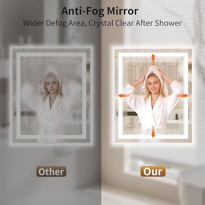 30"x36" LED Bathroom Mirror with Lights, Front & Backlit, Anti-Fog, Dimmable, 3 Color Temperature, CRI 90+, LED Mirror for Bathroom with Premium Full Aluminum Frame, Touch Control with Memory