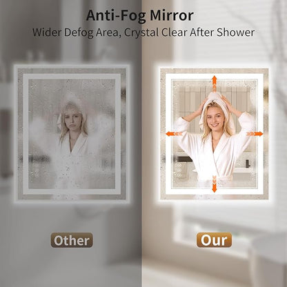 30"x36" LED Bathroom Mirror with Lights, Front & Backlit, Anti-Fog, Dimmable, 3 Color Temperature, CRI 90+, LED Mirror for Bathroom with Premium Full Aluminum Frame, Touch Control with Memory