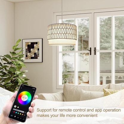 ZSLAIFU Hanging Lamp Plug in Pendant Light, 15FT White Hanging Lights with Plug in Cord, Hanging Light with Bulb and Remote, Hanging Lamps for Bedroom, Living Room, Kitchen, Farmhouse