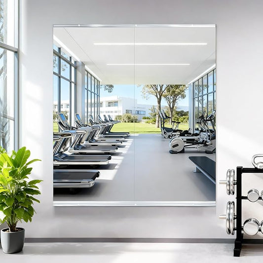 Amorho Gym Mirror 60''x48''(2pcs 48''x30''), Frameless Full Body Mirror for Home Gym, Tempered Glass, Yoga Studios, Dance Rooms, Garage Gyms.