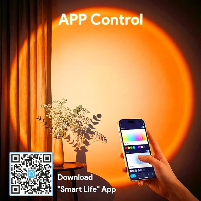 Sunset Lamp Projector Led Lights with Remote ,APP Push Button Control Night Light RGB Lights Sun Sunlight Sunrise Lamp 360° Rotation Mood Lighting Home/Room Decor Gifts for Women,Desktop Multicolor