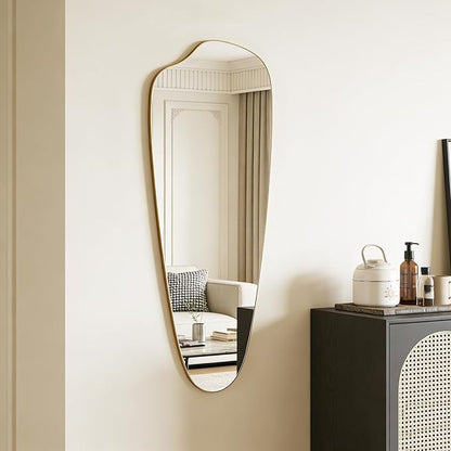 Irregular Wall Mirror Asymmetrical Mirror, Gold Mirror for Bathroom Living Room Entryway Bedroom, Decorative Modern Mirror, Tempered Glass, Shatterproof, Hangs Horizontally or Vertically (48" x 20")