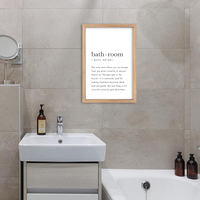 YWMZYKJGS Bathroom Quotes Wall Decor 16"×11" for Toile Restroom Rules Sign Funny black and white Restroom Quotes Modren Bathroom Wall Hanging Art (Wood)