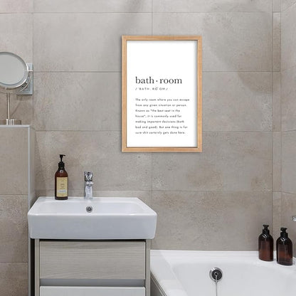YWMZYKJGS Bathroom Quotes Wall Decor 16"×11" for Toile Restroom Rules Sign Funny black and white Restroom Quotes Modren Bathroom Wall Hanging Art (Wood)