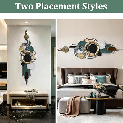 Lucky Monet Wall Art Decor Large Metal Wall Art Modern Geometric Circular Decor 59"x21" Wall Sculptures Wall Hanging Decoration for Living Room Dinning Room Bedroom Entryway Kitchen (Style 7)