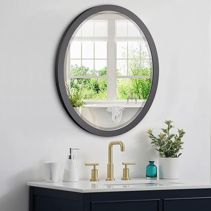 LYYYXGYP Oval Wall Mirror 23x29 Inch Matte Black Metal Frame Decorative Wall Mounted Mirrors for Vanity, Bathroom, Entryway, Living Room, Bedroom
